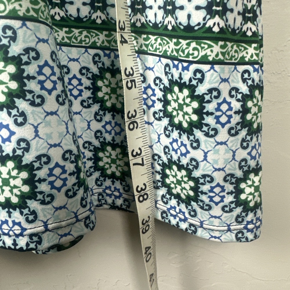 Max Studio NWT Tile Print Sleeveless Midi Dress Women Large Blue Green Stretch - Picture 8 of 11